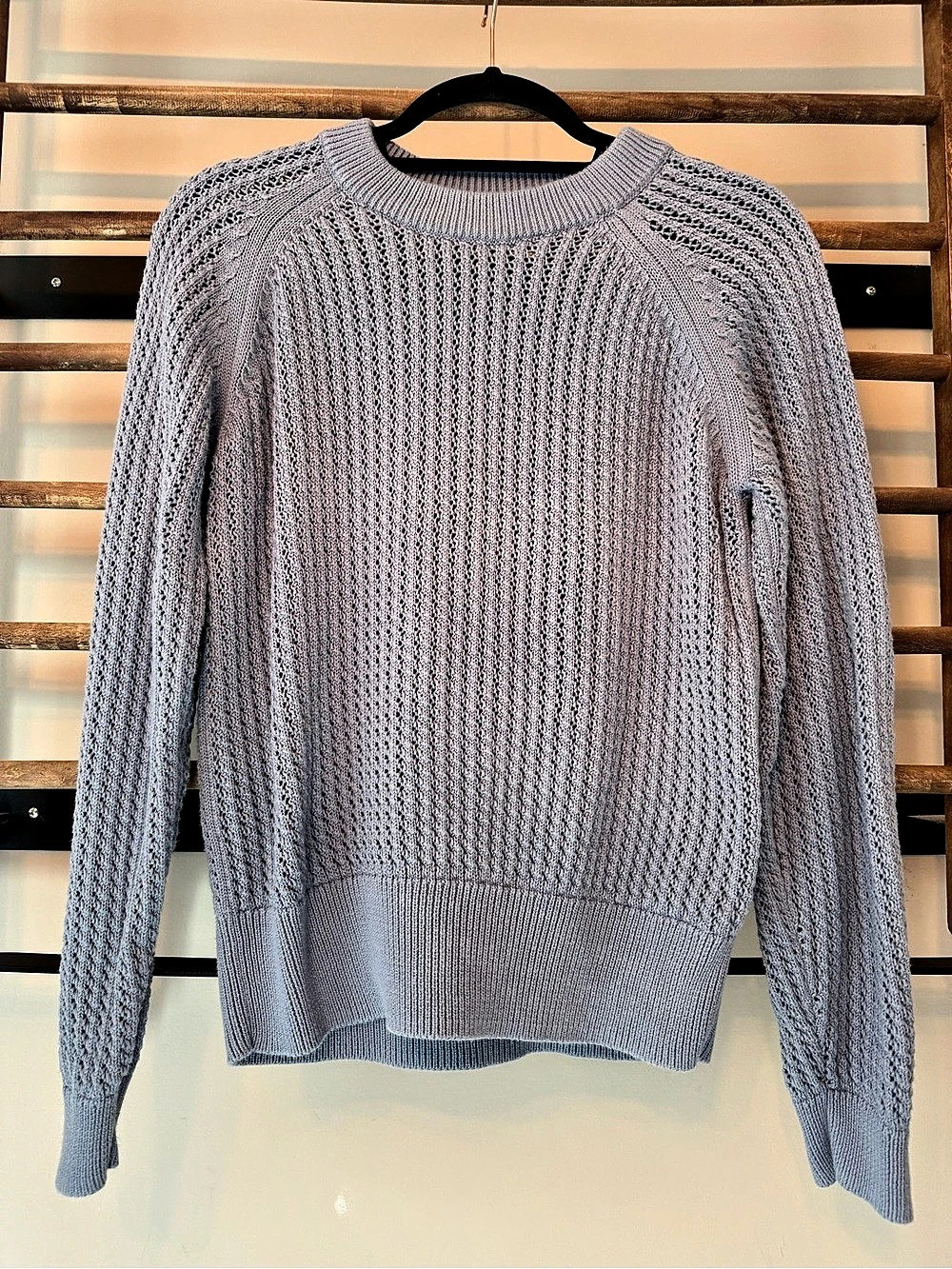 Varley Open Knit Sweater - Rain Blue - Size Small